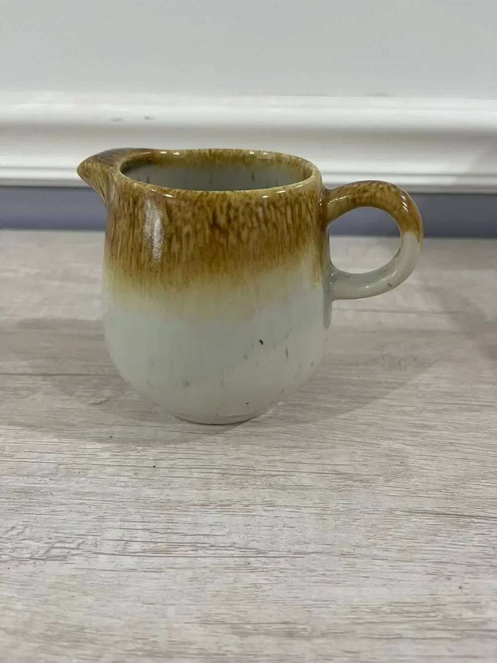 Vintage McCoy Ceramic Coffee Creamer Brown Drip Glaze Rustic